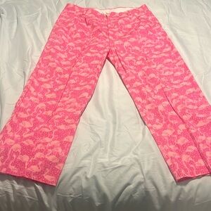 Lilly Pulitzer pink long pants with flamingos size 38